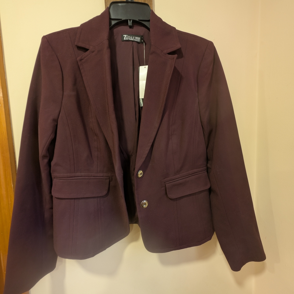 New York & Company Purple Blazer Structured Tailored Fit